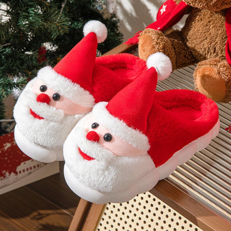 🎅 Unisex Santa Claus Plush Slippers – Warm, Non-Slip, Thick Sole Christmas Home Shoes for Men & Women 🧦❄️