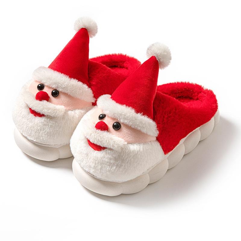 🎅 Unisex Santa Claus Plush Slippers – Warm, Non-Slip, Thick Sole Christmas Home Shoes for Men & Women 🧦❄️