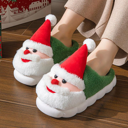 🎅 Unisex Santa Claus Plush Slippers – Warm, Non-Slip, Thick Sole Christmas Home Shoes for Men & Women 🧦❄️