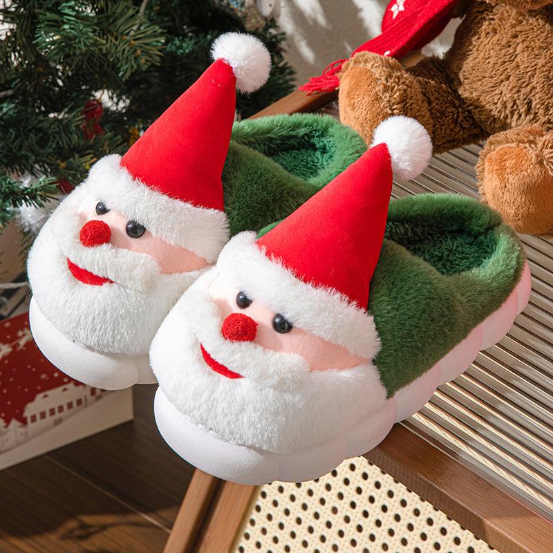 🎅 Unisex Santa Claus Plush Slippers – Warm, Non-Slip, Thick Sole Christmas Home Shoes for Men & Women 🧦❄️